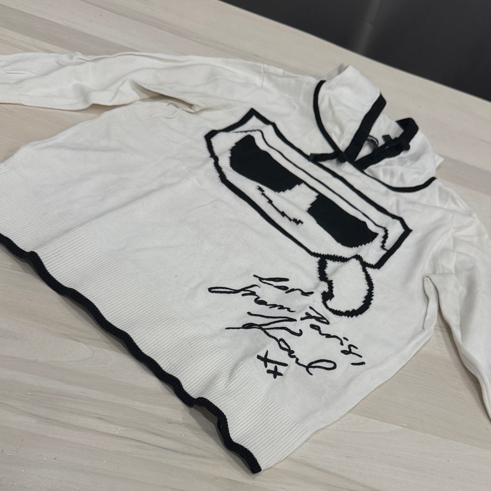 White and Black Graphic Hoodie